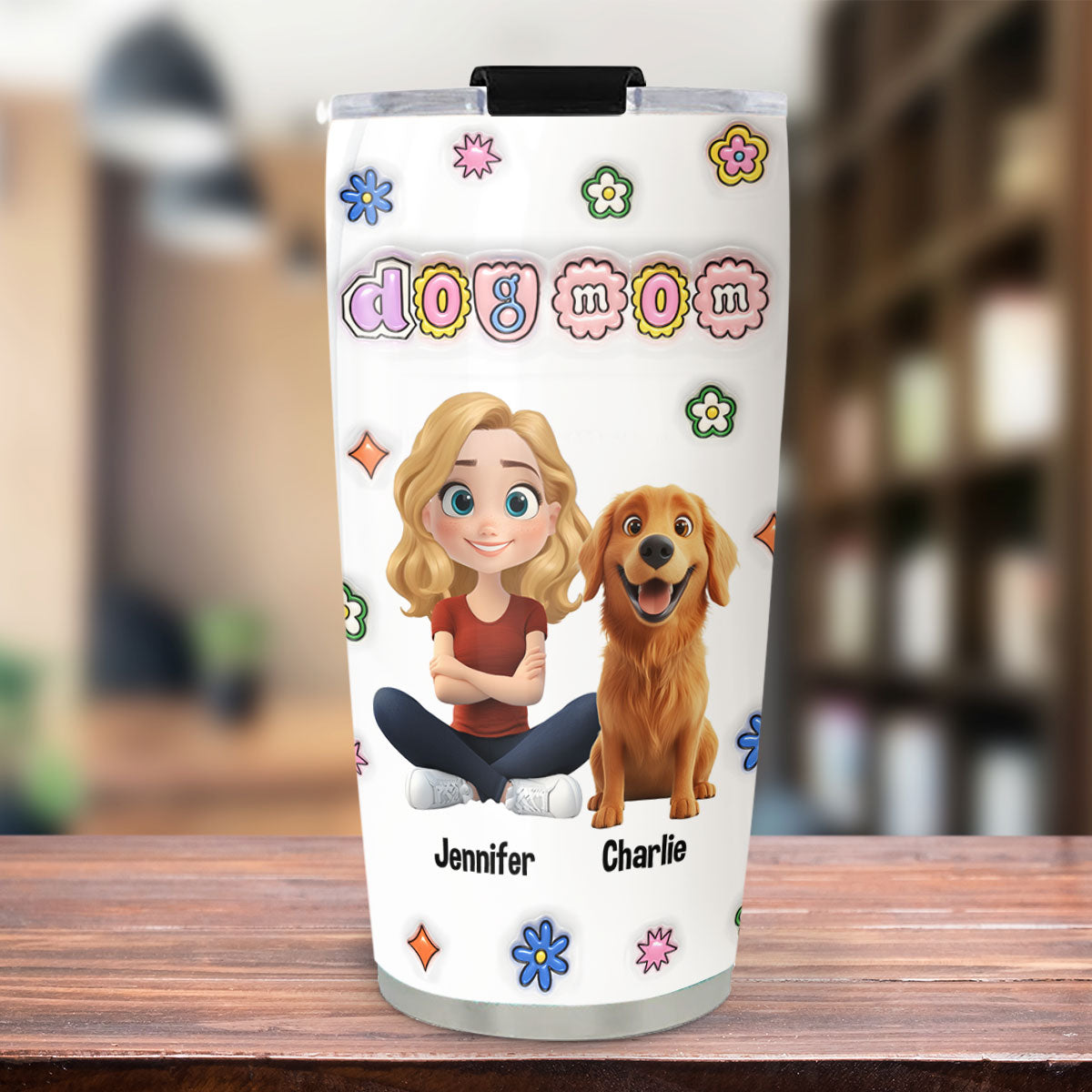 Custom Mother's day Birthday Gifts For Dog Mom, Dog Lovers • Love Myself For Being Dog Mom - Personalized 3D Inflated Effect Tumbler
