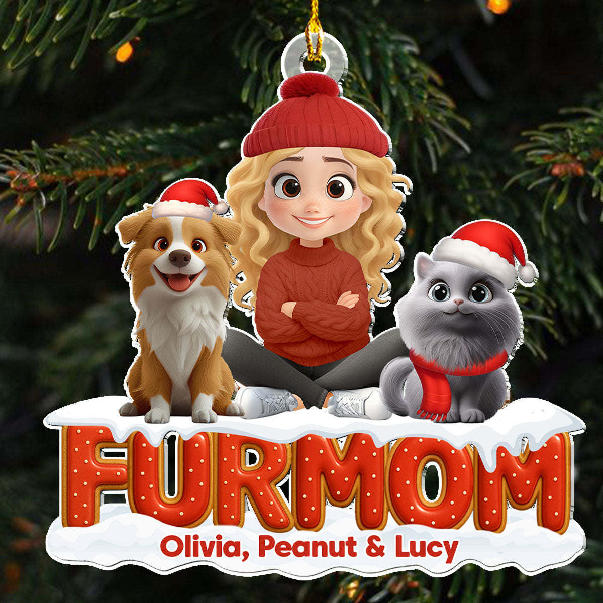 Custom Christmas Decor Home Birthday Gifts For Pet Lovers • Our Unbroken Bond Fur Ver - Personalized 3D Effect Acrylic Ornament