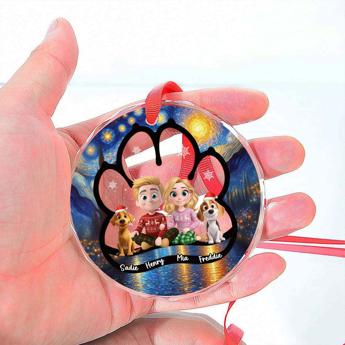 Custom Christmas Decor Home Birthday Gifts For Dog Lovers • Here With Each Other - Personalized Glass Ornament