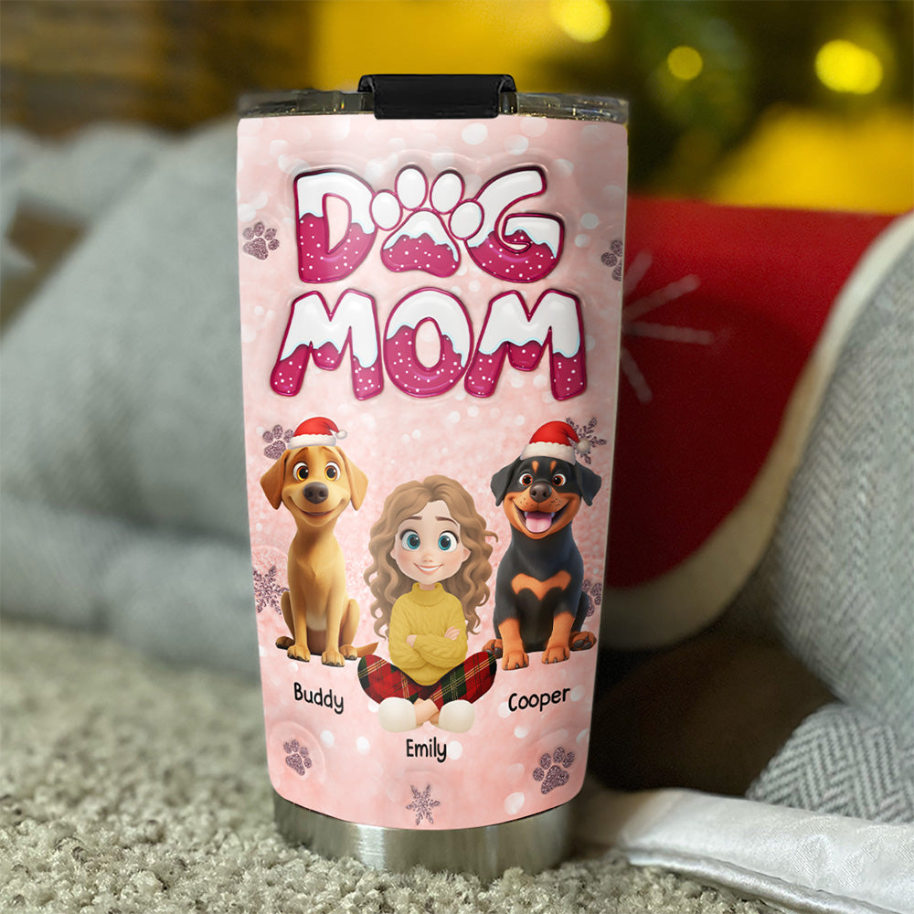 Custom Christmas Birthday Gifts For Dog Mom, Dog Lovers • Christmas Is Coming To Paw - Personalized 3D Inflated Effect Tumbler