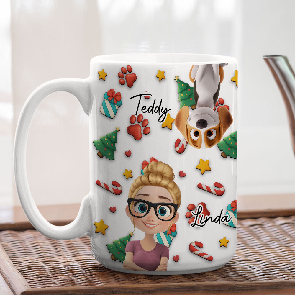 Custom Christmas Birthday Gifts For Dog Mom, Dog Lovers • Dog And Human Christmas Cartoon - Personalized Coffee Mug