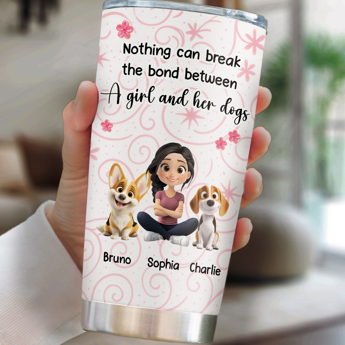 Custom Christmas Birthday Gifts For Dog Mom, Dog Lovers • Girls Are In Love With Dogs - Personalized Tumbler