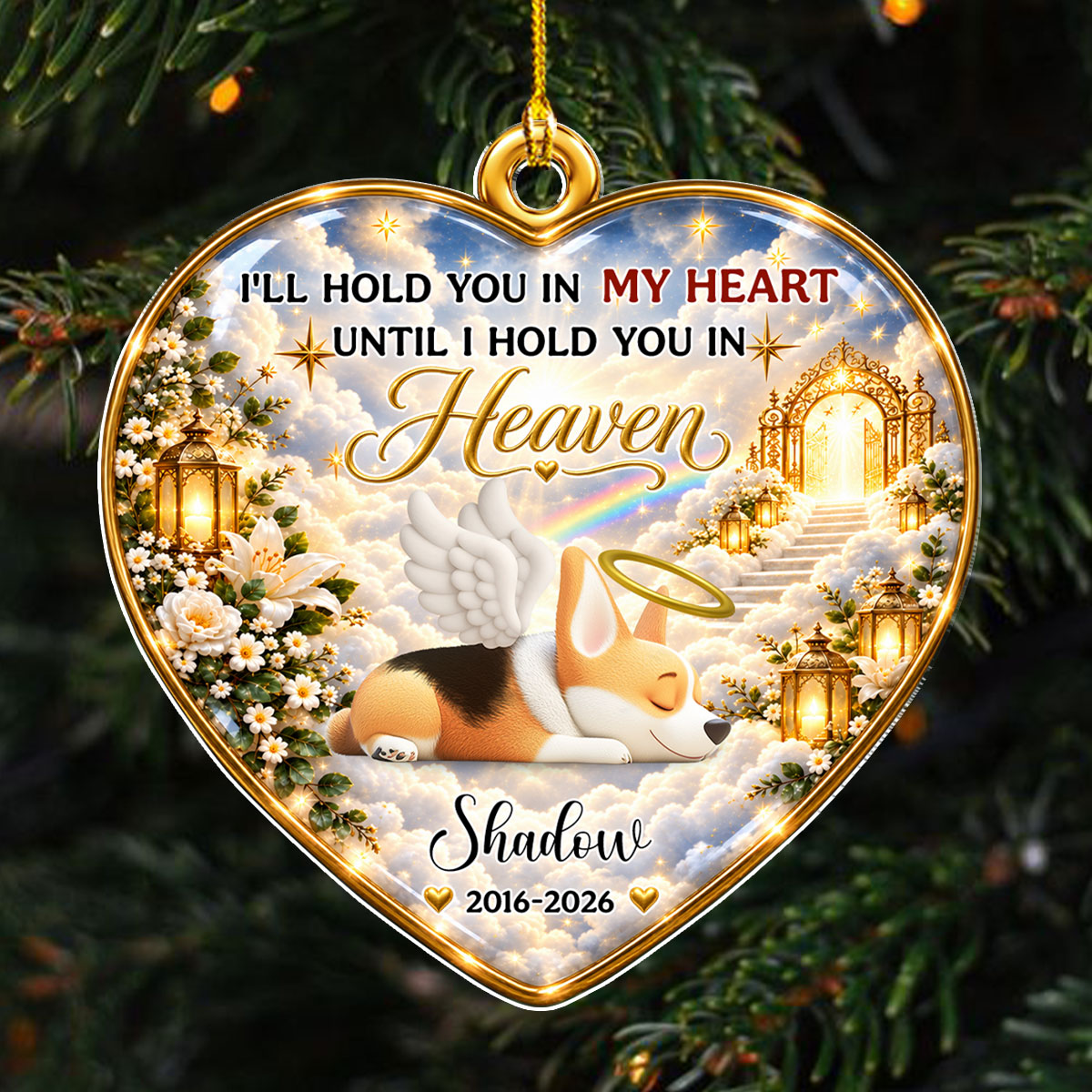 Custom Christmas Memorial Sympathy Gifts For Dogs, Cats • Forever Our Angel - Personalized 3D Effect Acrylic Ornament