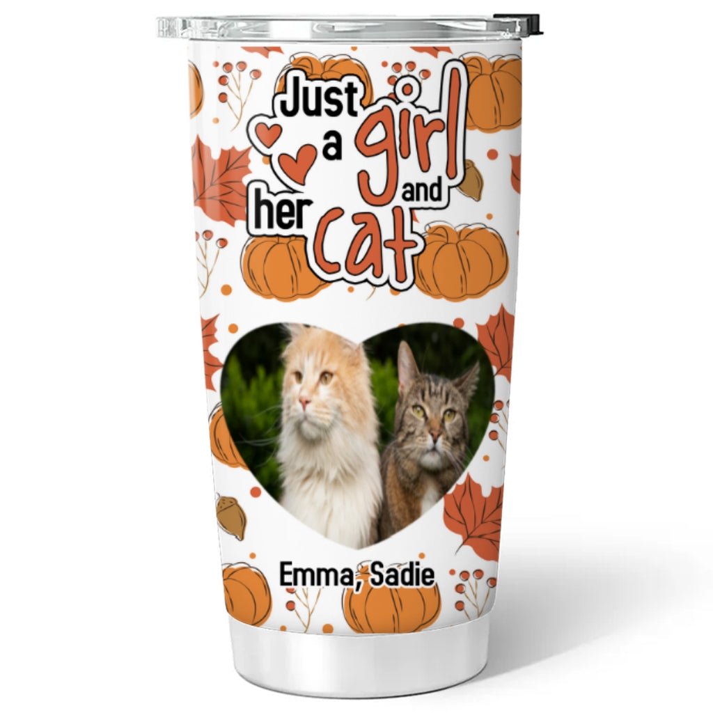 Custom Photo Christmas Birthday Gifts For Cat Mom, Cat Lovers • Falling For Cats Photo - Personalized Tumbler