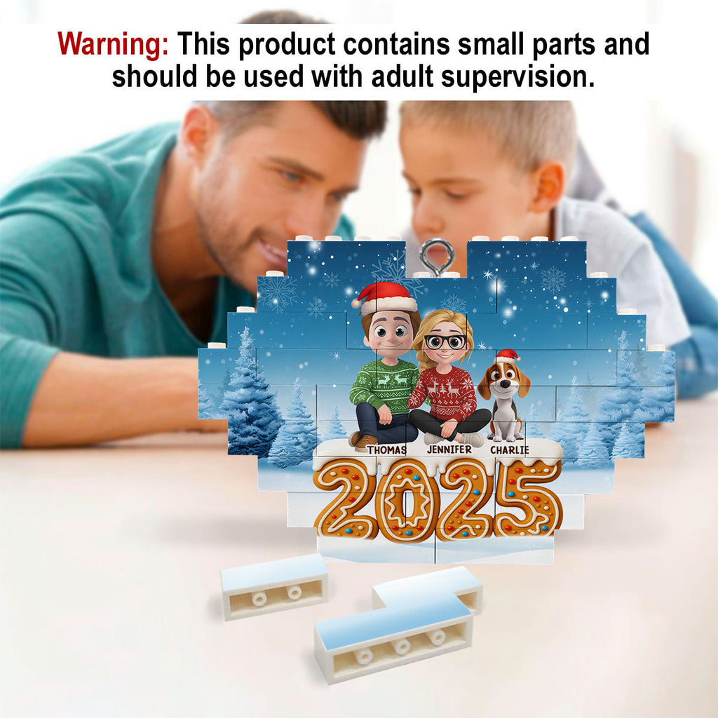 Custom Christmas Decor Home Birthday Gifts For Dog Lovers • Ginger Family - Personalized 3D Effect Heart Puzzle Ornament