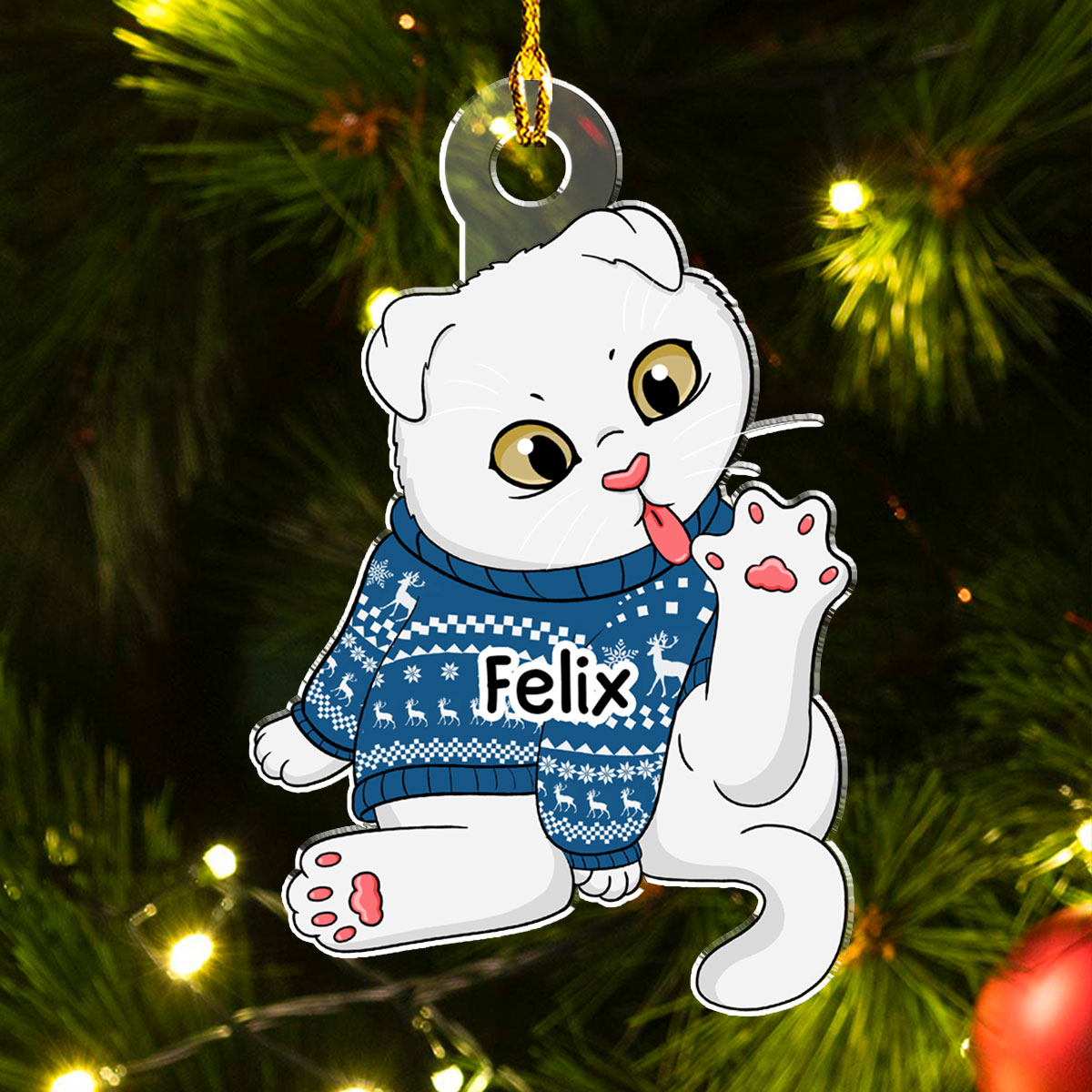 Deck The Halls With Paws And Whiskers - Personalized Acrylic Ornament