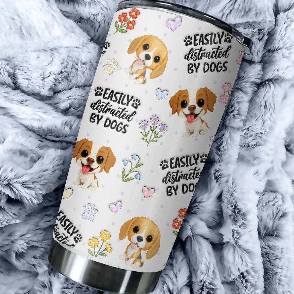Custom Christmas Birthday Gifts For Dog Mom, Dog Lovers • Distracted By Dogs - Personalized 3D Inflated Effect Tumbler