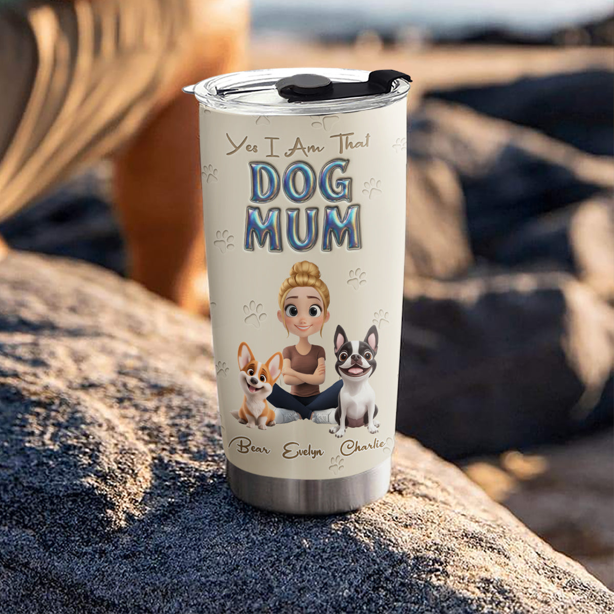 Custom Christmas Birthday Gifts For Dog Mom, Dog Lovers • Heart On You - Personalized 3D Effect Tumbler