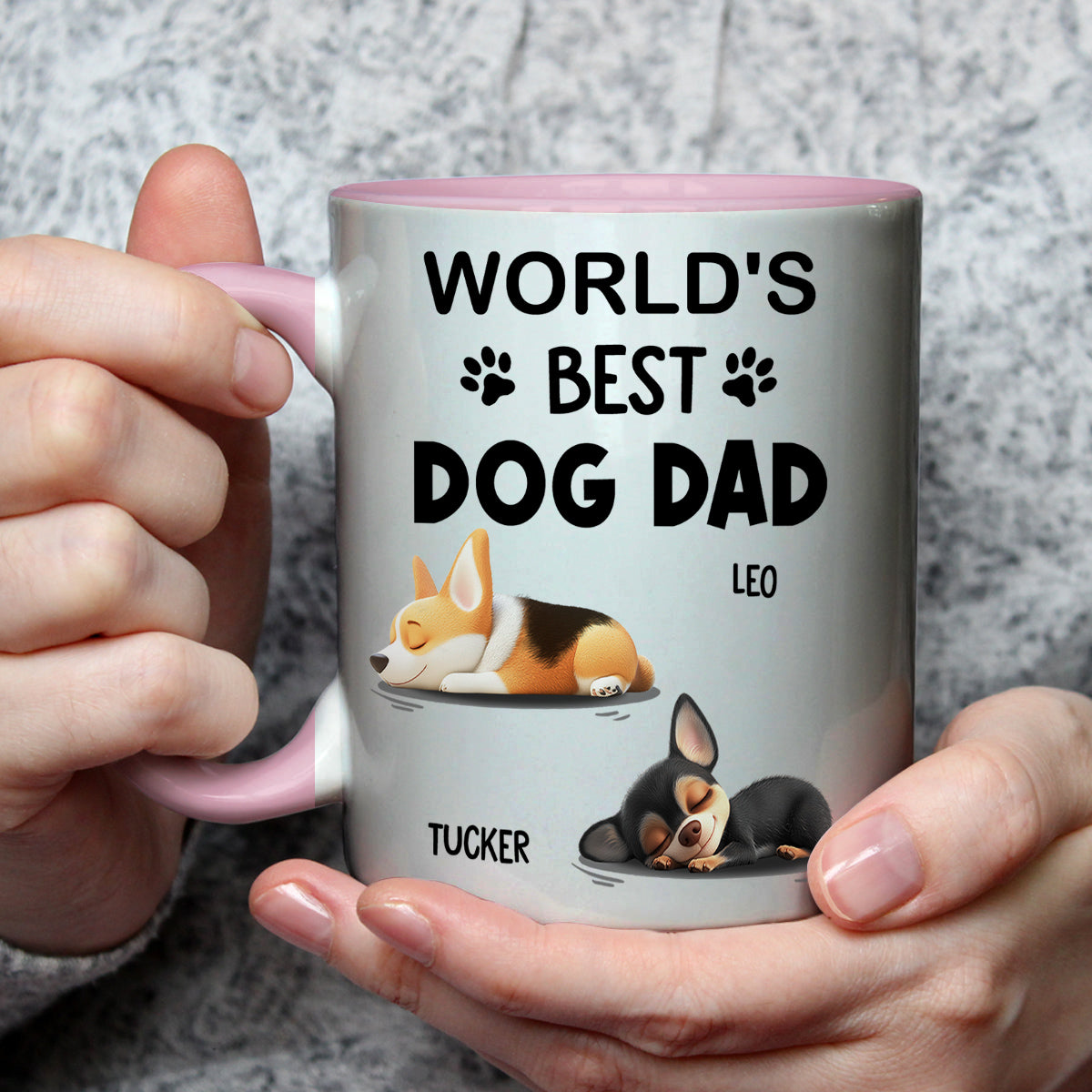 Custom Father's day Birthday Gifts For Dog Dad, Dog Lovers • World Best Dad - Personalized Accent Mug