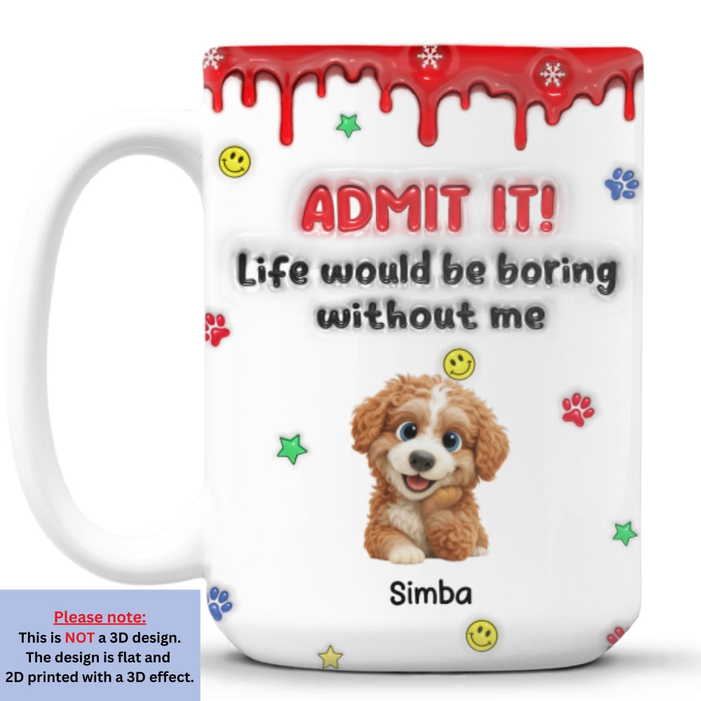 Custom Christmas Birthday Gifts For Dog Lovers • Life Must Have Us Christmas New Dog - Personalized 3D Inflated Effect Mug