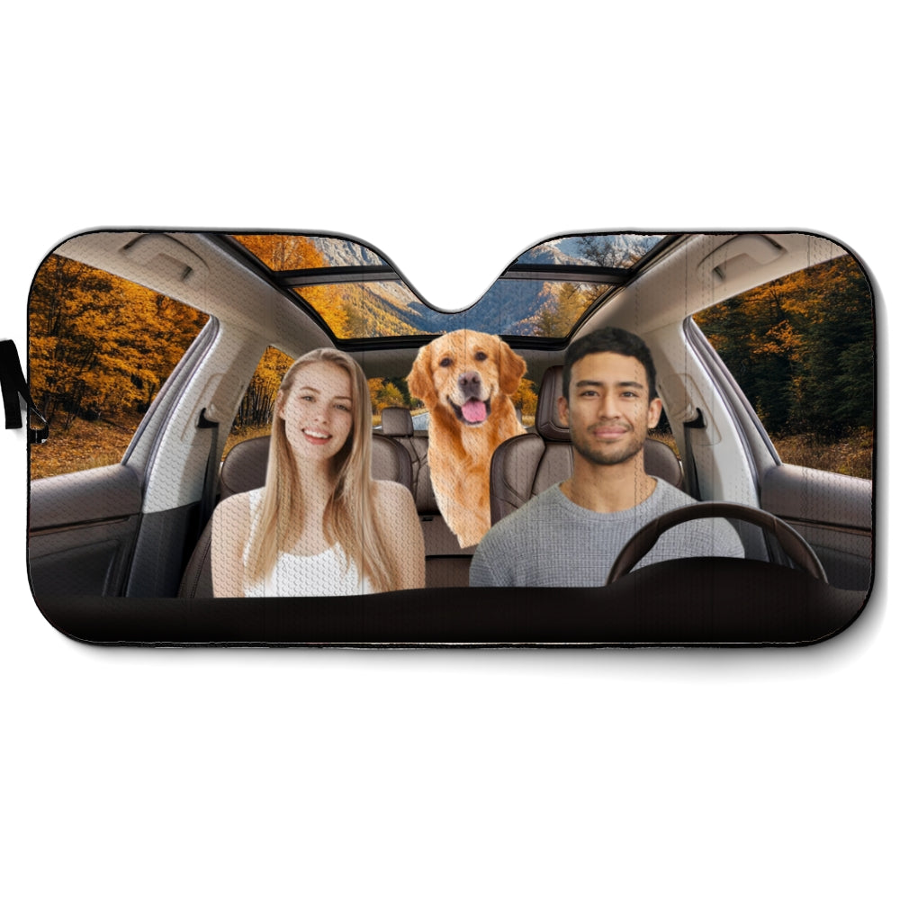 Custom Christmas Birthday Gifts Car Accessories for Dog Parents • Life Is Better With My Dog Couple Photo - Personalized Car Sunshade