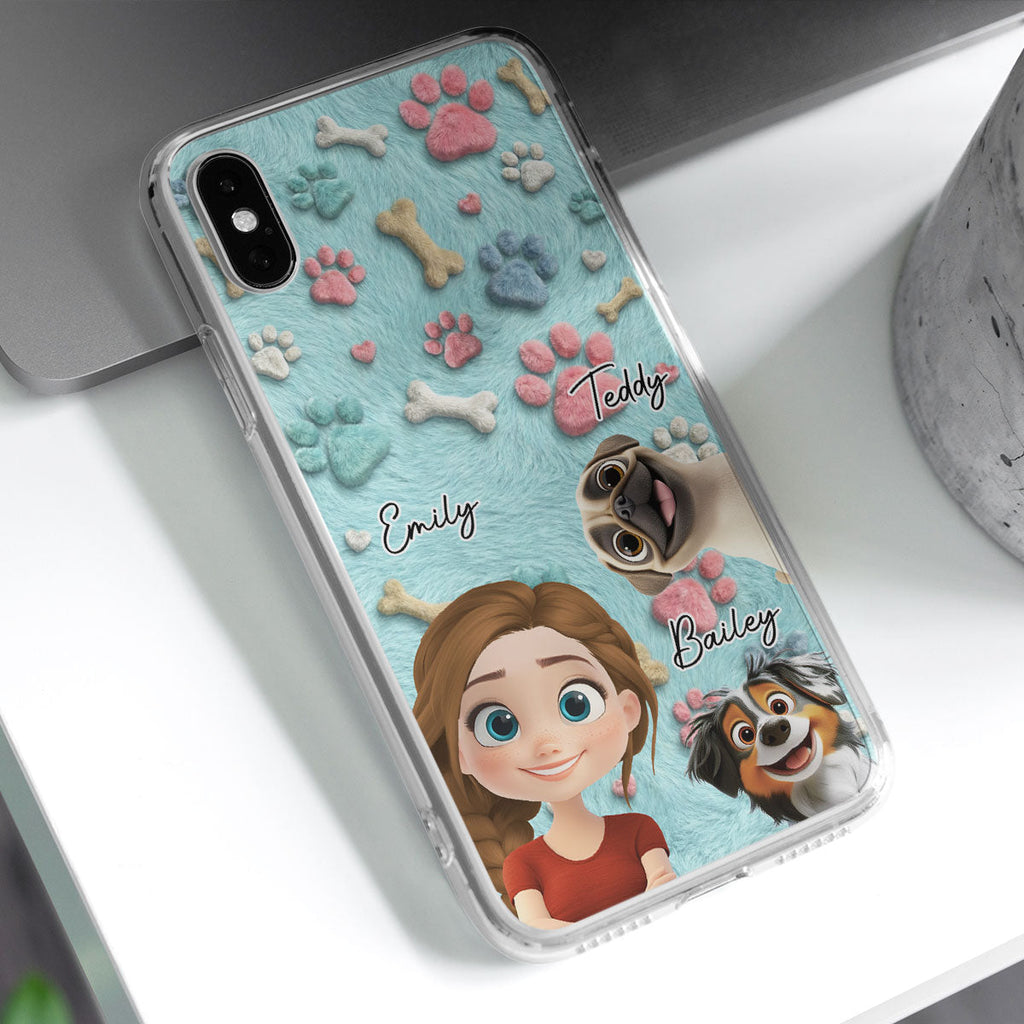 Lovely Dog And Human Cartoon - Personalized Phone Case