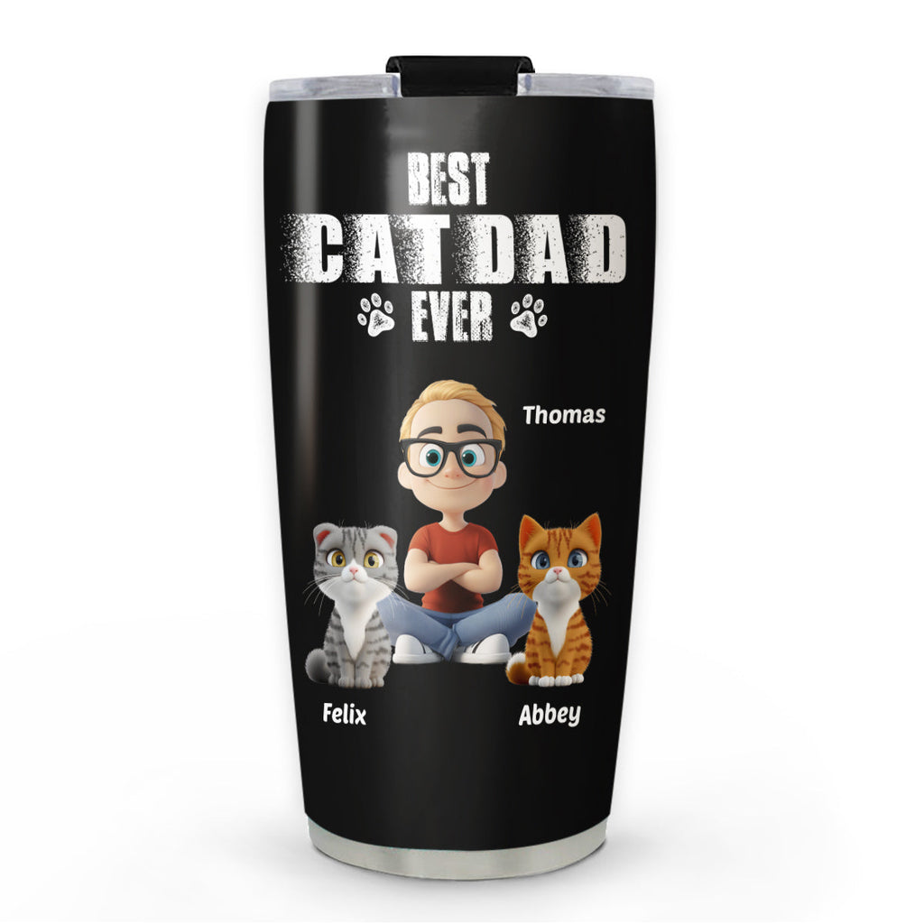 Custom Father's day Birthday Gifts For Cat Dad, Cat Lovers • Best Dad Ever Cat Version 2 - Personalized Tumbler