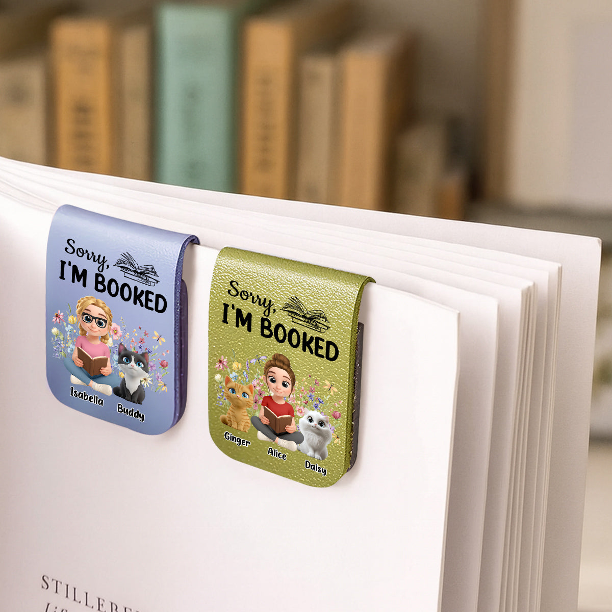 Booked Already By Cat - Personalized Leather Bookmark