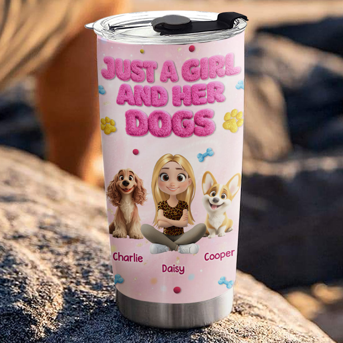 Custom Christmas Birthday Gifts For Dog Mom, Dog Lovers • With My Baby - Personalized 3D Effect Tumbler