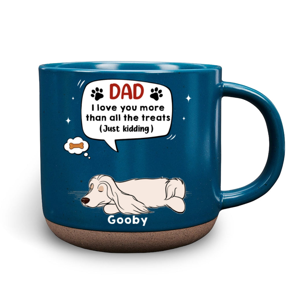 Custom Christmas Birthday Gifts For Dog Lovers • I Love You More Than Treats - Personalized Pottery Mug