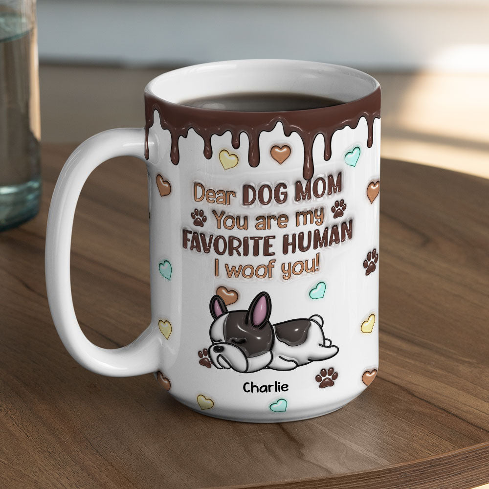 Custom Christmas Birthday Gifts For Dog Lovers • Favorite Human Version 2 - Personalized 3D Inflated Effect Mug
