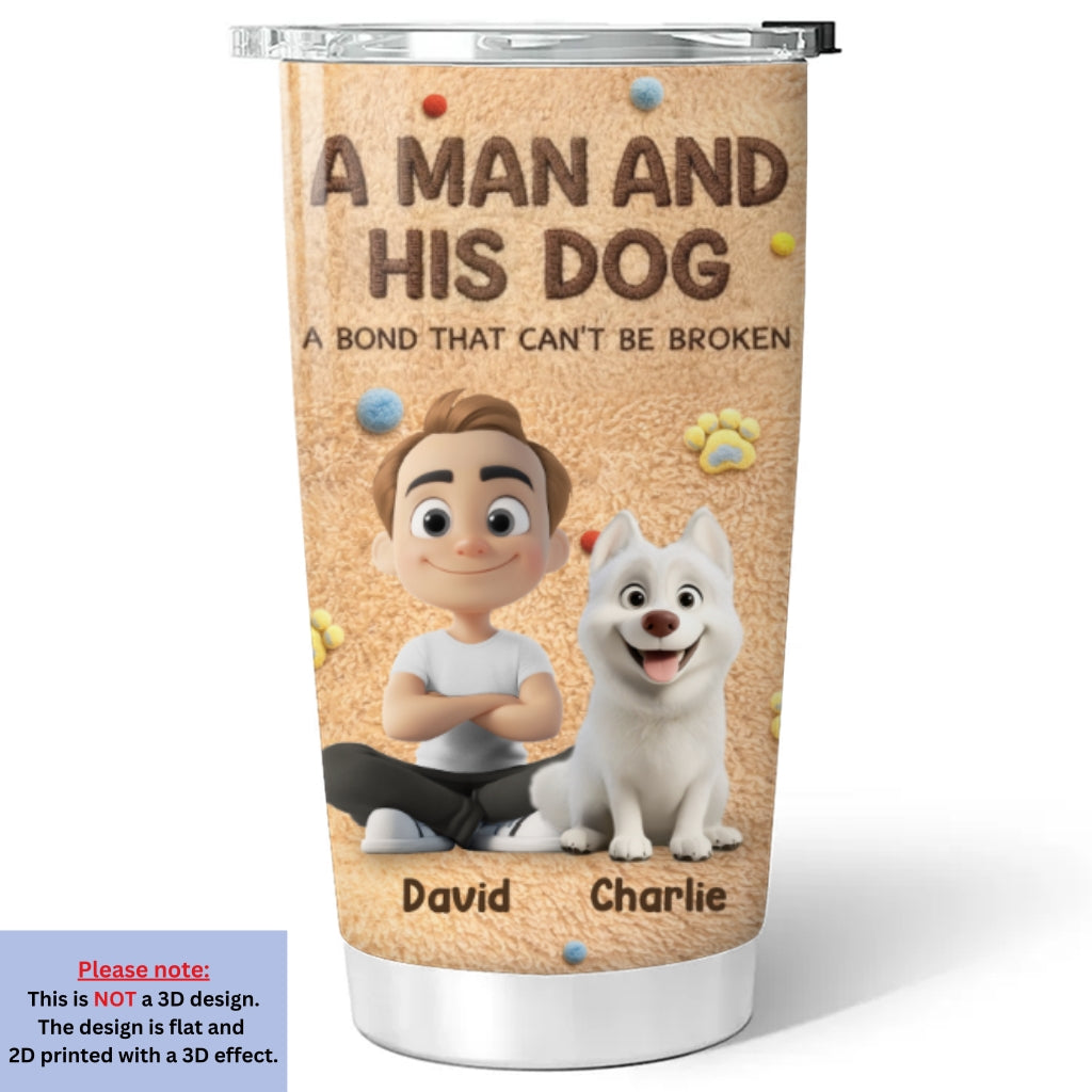Custom Christmas Birthday Gifts For Dog Dad, Dog Lovers • Stuffy Man And His Dogs - Personalized 3D Effect Tumbler
