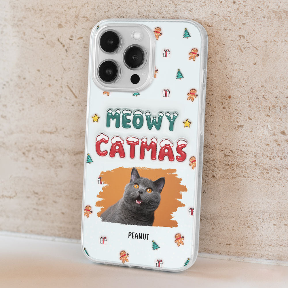 Christmas Cat Photo - Personalized 3D Inflated Effect Phone Case