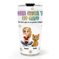 Custom Christmas Birthday Gifts For Cat Mom, Cat Lovers • Una chica y su gato – Vaso térmico personalizado con efecto 3D inflado