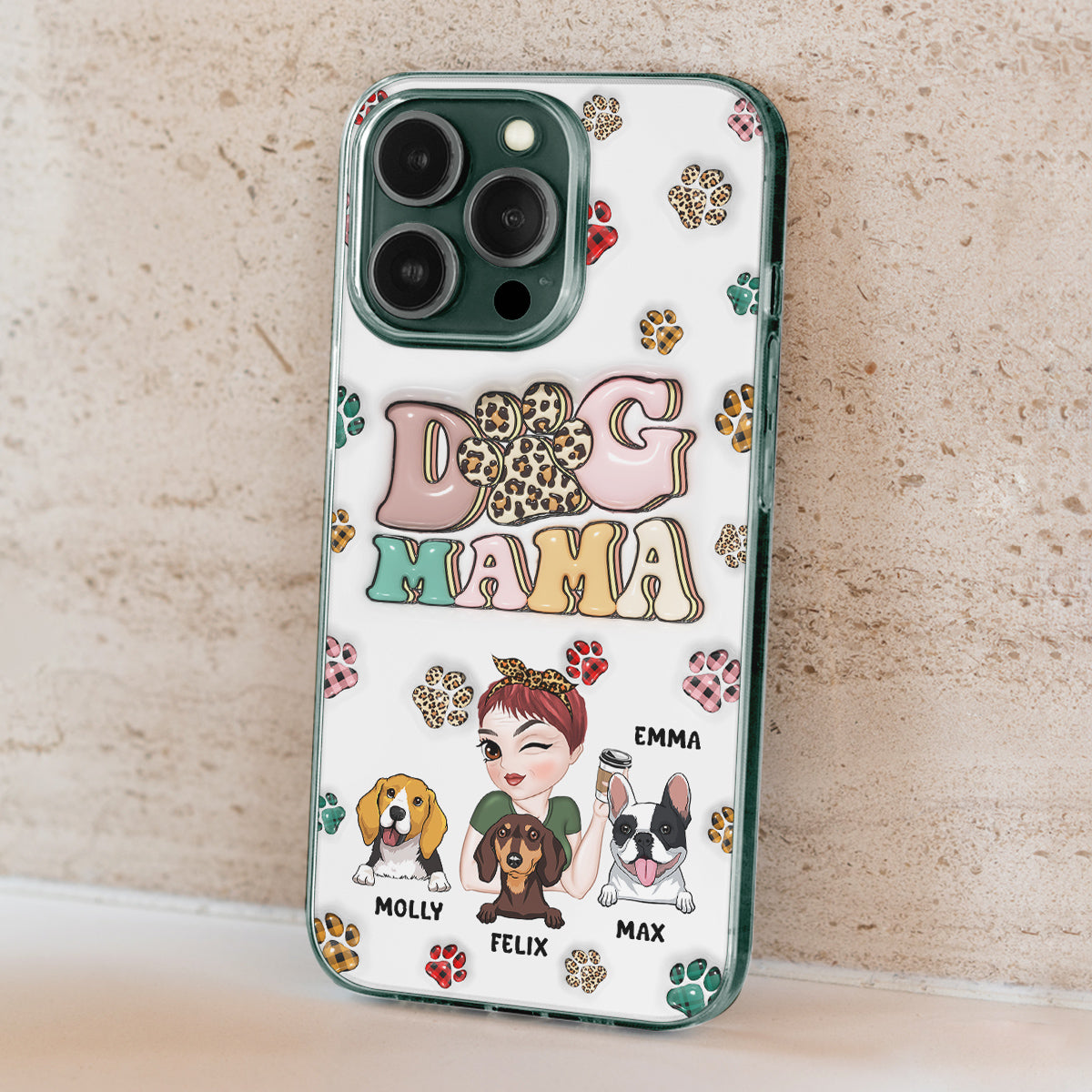 Dog Mom For Life - Personalized 3D Inflated Effect Phone Case