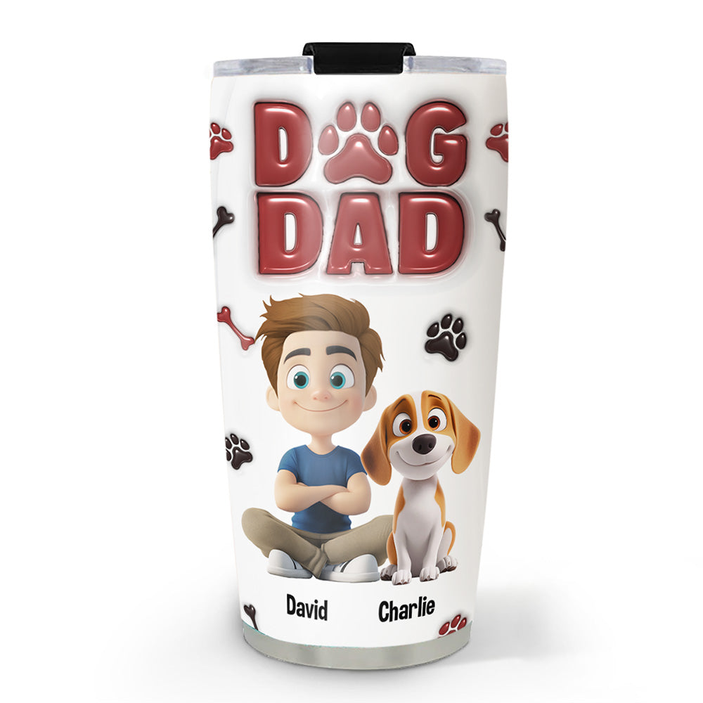 Custom Christmas Birthday Gifts For Dog Dad, Dog Lovers • Handsome Dog Daddy - Personalized 3D Inflated Effect Tumbler