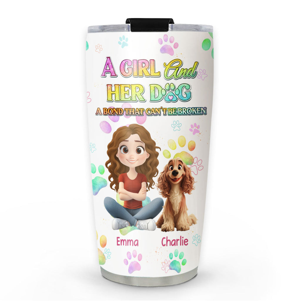 Custom Mother's day Birthday Gifts For Dog Mom, Dog Lovers • A Girl And Her Lovely Dog - Personalized Tumbler