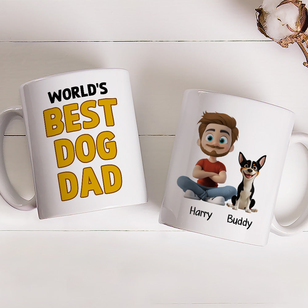 Custom Christmas Birthday Gifts For Dog Lovers • Best Dad In The World - Personalized Coffee Mug