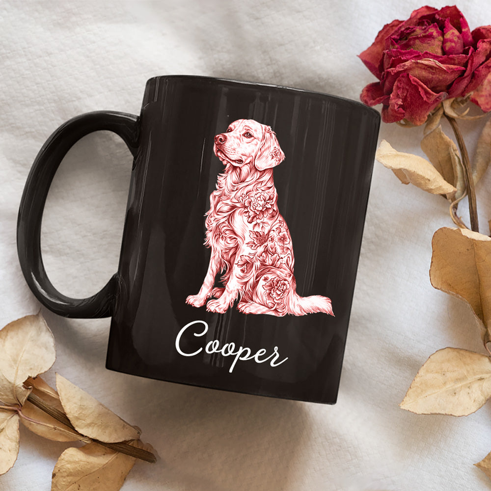 Custom Christmas Birthday Gifts For Dog Mom, Dog Lovers • Chinoiserie Toile Dog - Personalized Coffee Mug