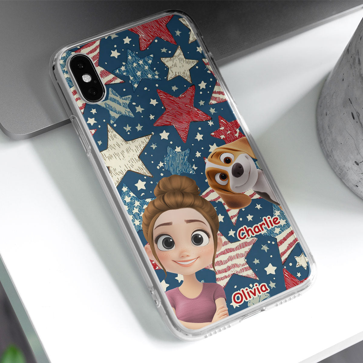 Dog Mom American Star - Personalized Phone Case