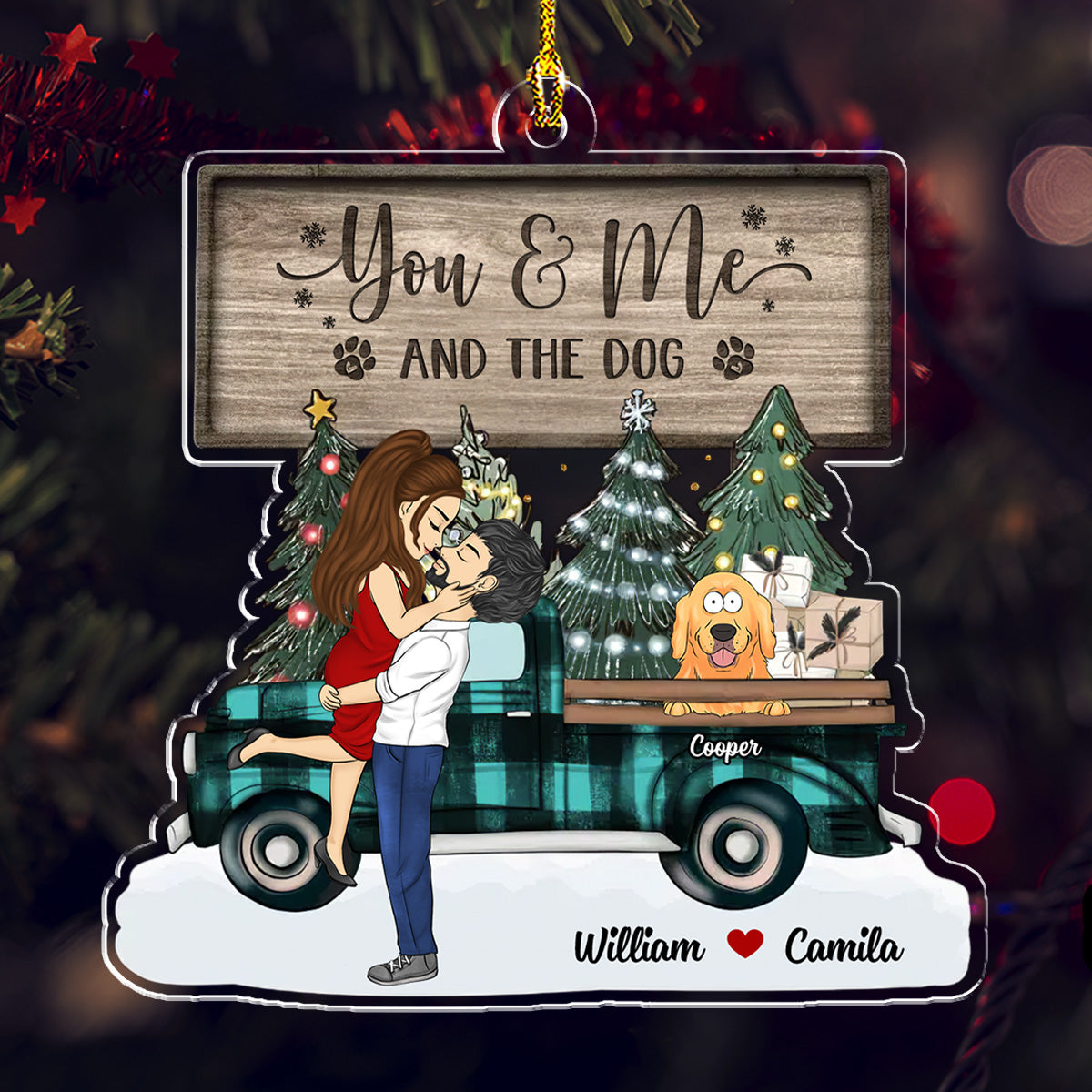 Custom Christmas Decor Home Birthday Gifts For Dog Lovers • You And Me & The Dogs - Personalized Acrylic Ornament