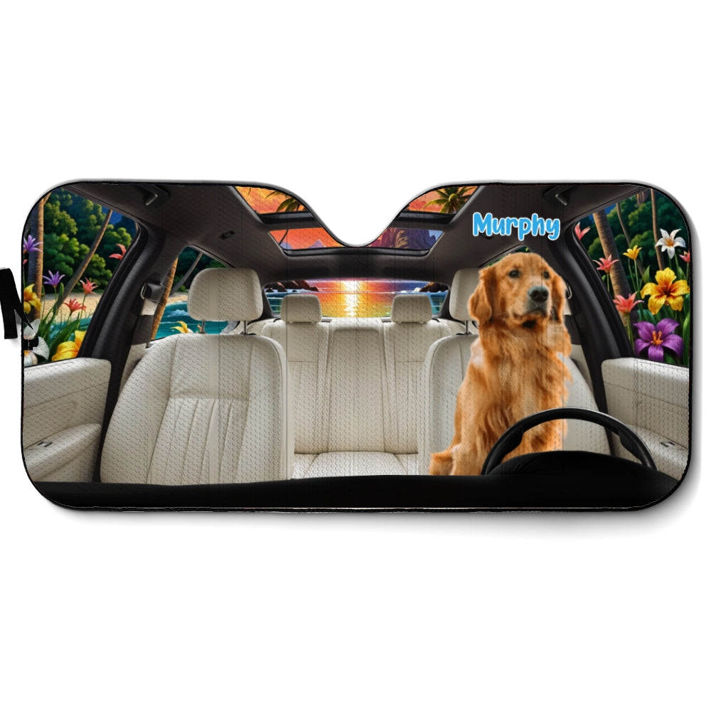 Custom Christmas Birthday Gifts Car Accessories for Dog Parents • Let Us Hang Out Photo - Personalized Car Sunshade