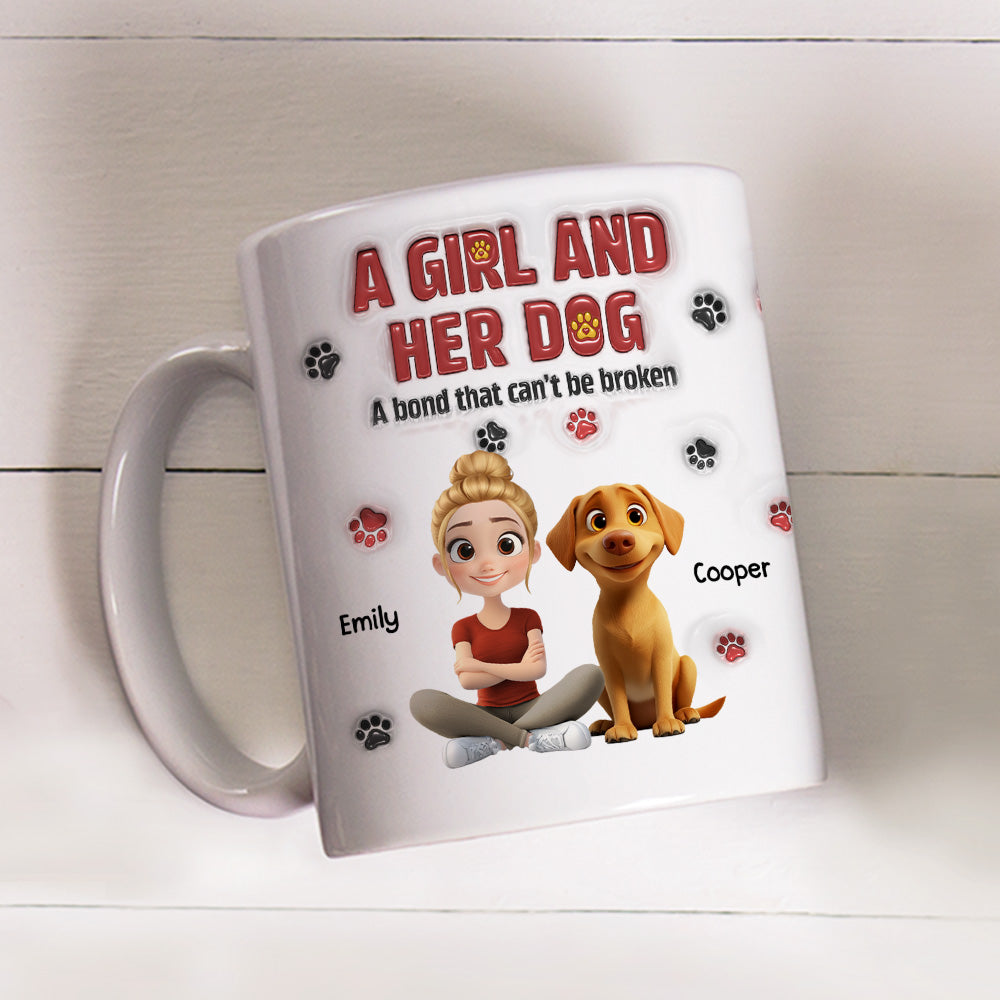 Custom Christmas Birthday Gifts For Dog Mom, Dog Lovers • A Girl And Her Dog Version 2 - Personalized 3D Inflated Effect Mug