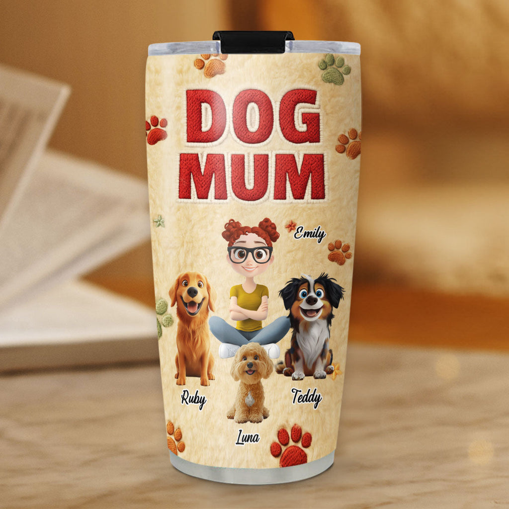 Custom Christmas Birthday Gifts For Dog Mom, Dog Lovers • Stuffy Lovely Dog Mom - Personalized 3D Effect Tumbler