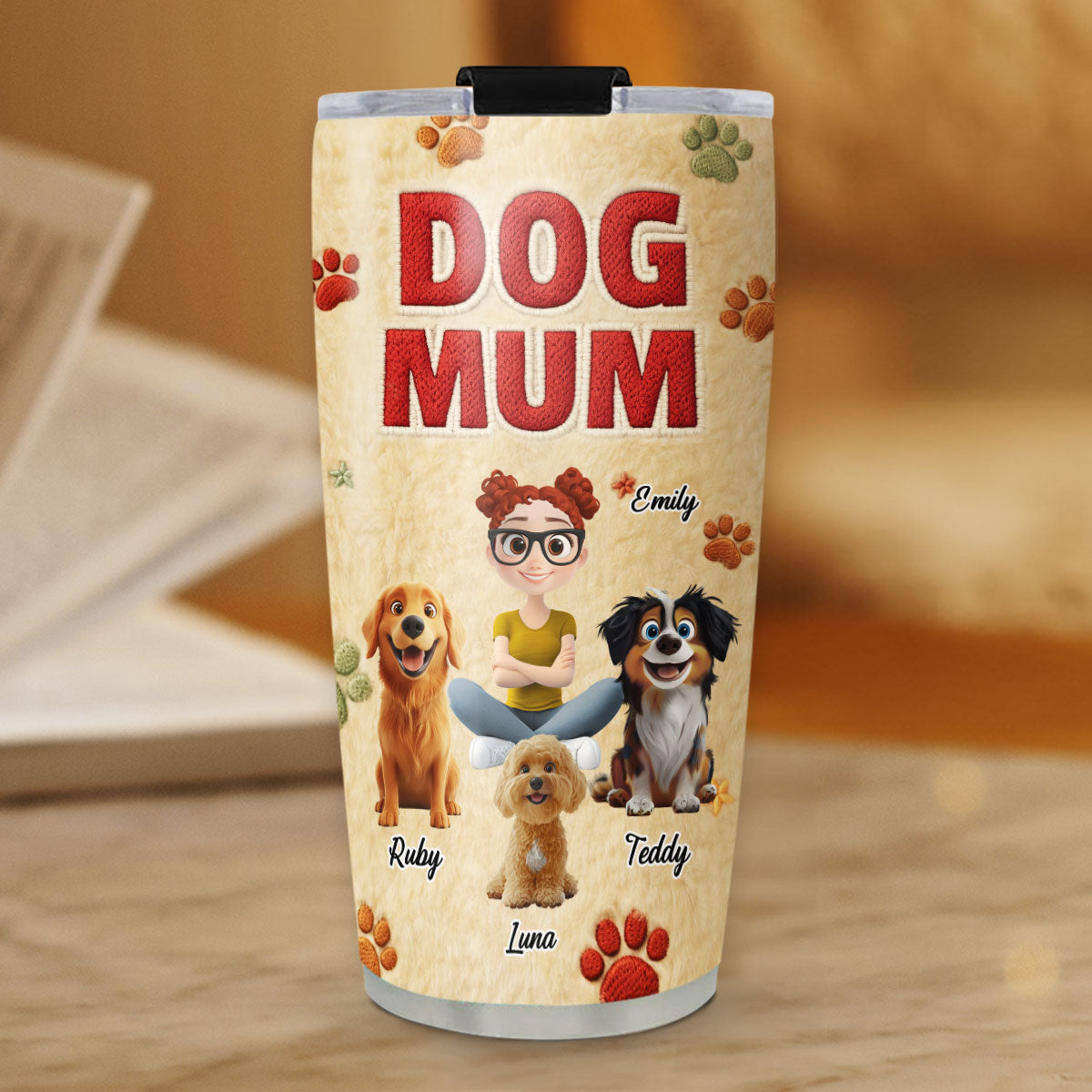 Custom Christmas Birthday Gifts For Dog Mom, Dog Lovers • Stuffy Lovely Dog Mom - Personalized 3D Effect Tumbler