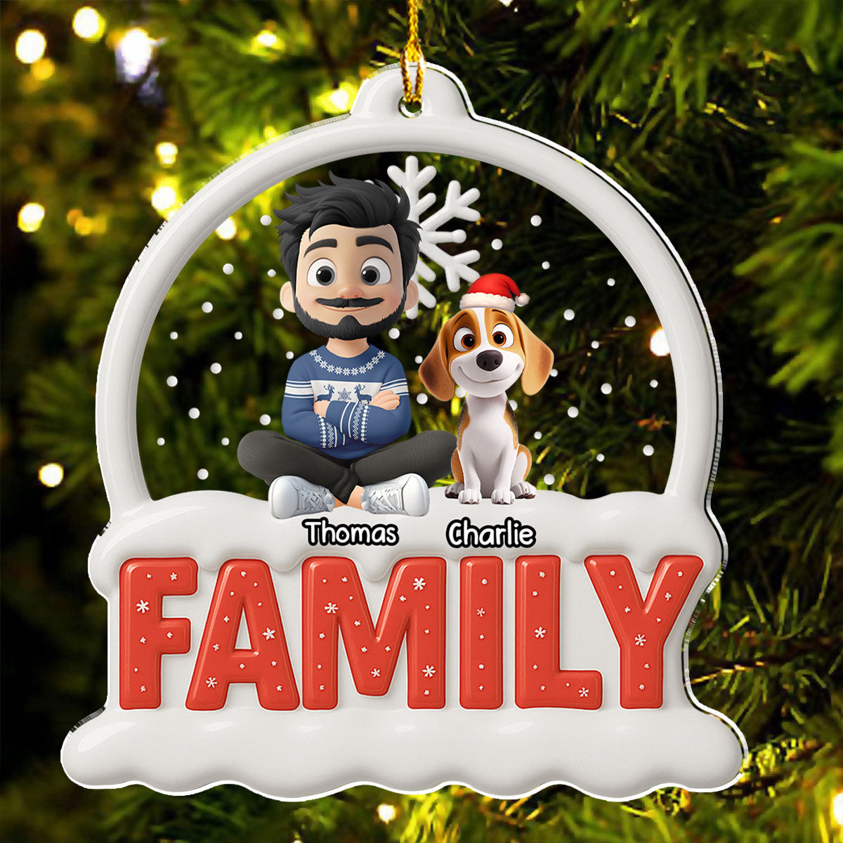 Custom Christmas Decor Home Birthday Gifts For Dog Lovers • Together Forever Round Version - Personalized 3D Effect Acrylic Ornament