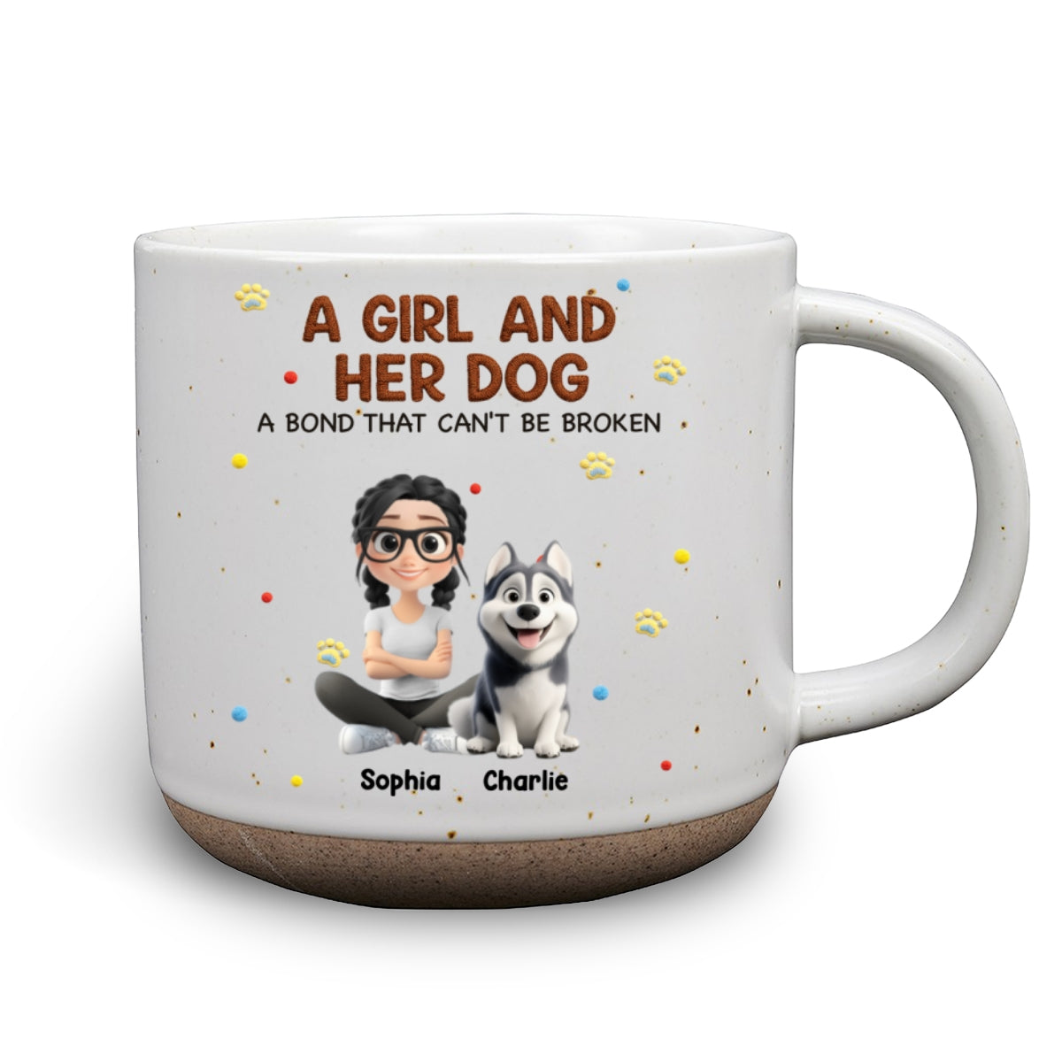 Custom Christmas Birthday Gifts For Dog Mom, Dog Lovers • Stuffy Girl And Her Lovely Dogs - Personalized Pottery Mug