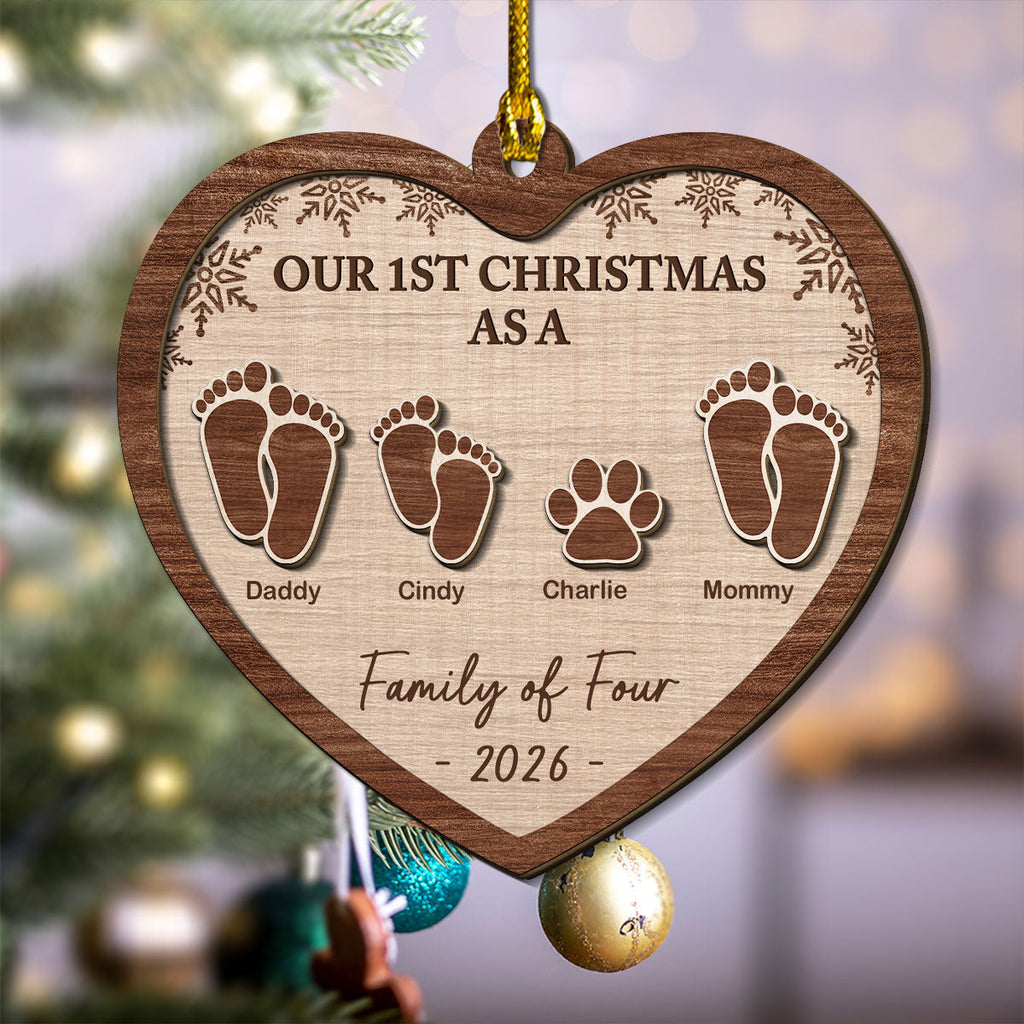 Our 1st Christmas - Personalized Freeshape 2-Layered Wood Ornament