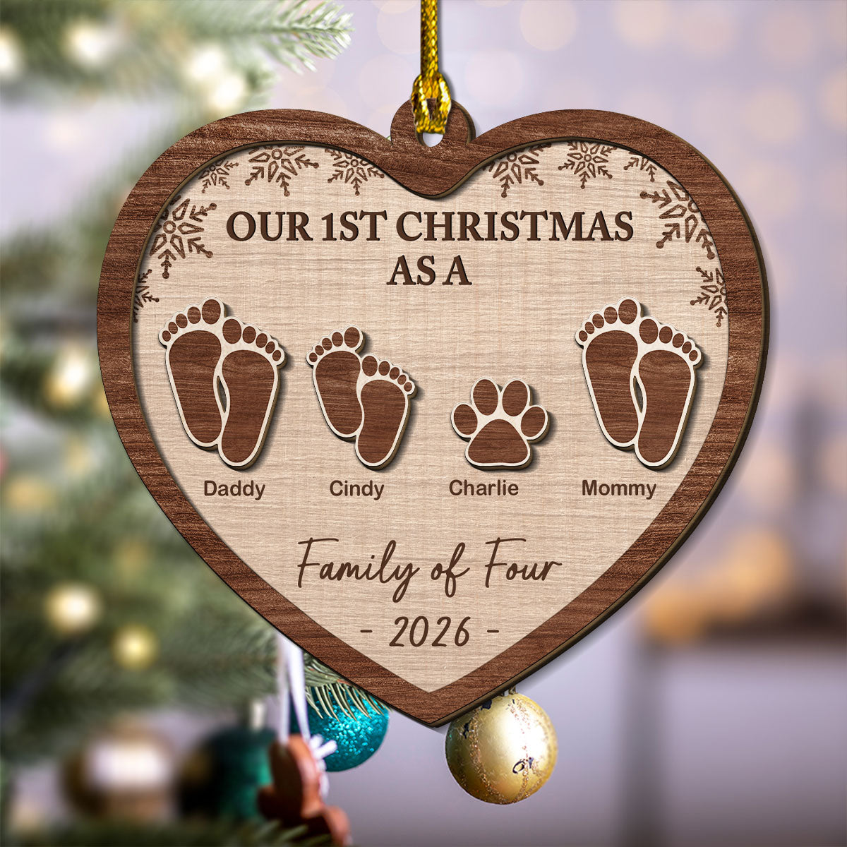Our 1st Christmas - Personalized Freeshape 2-Layered Wood Ornament