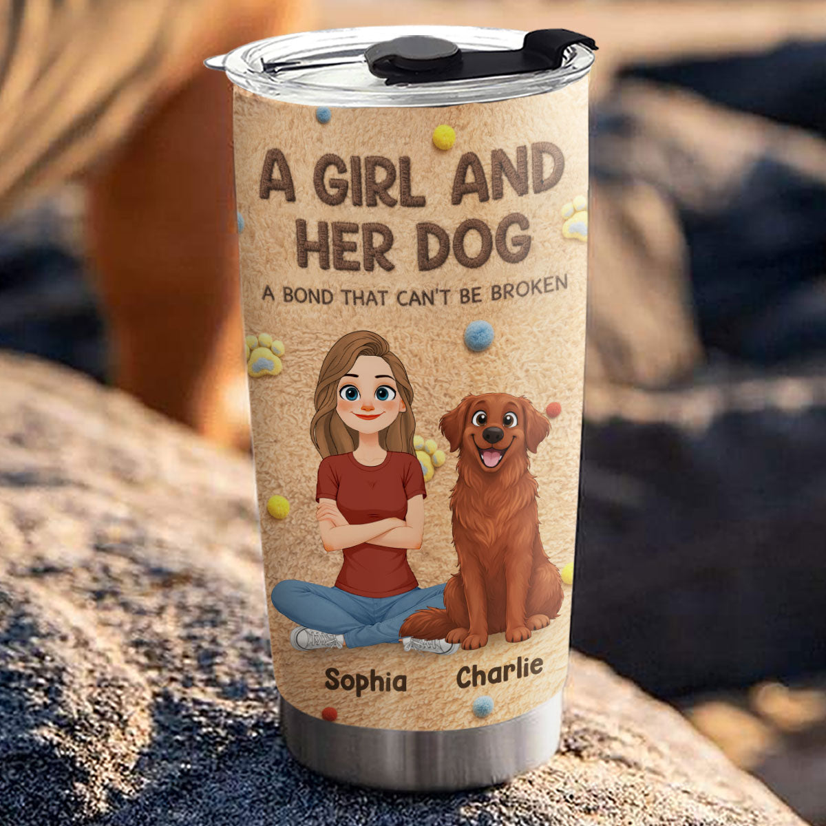 Custom Christmas Birthday Gifts For Dog Lovers • Stuffy Storybook Girl And Her Lovely Dogs - Personalized 3D Effect Tumbler