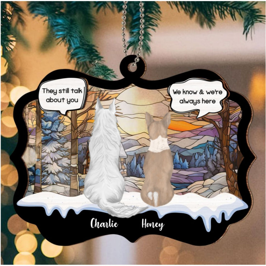 Custom Christmas Memorial Sympathy Gifts For Dogs, Cats • We Are Always Here - Personalized Suncatcher Ornament