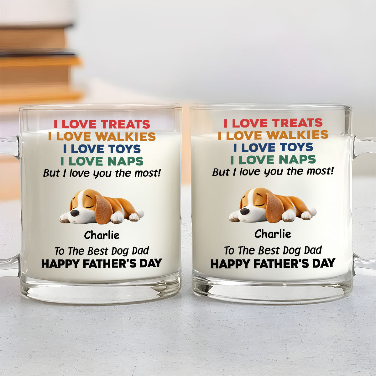 Custom Father's day Birthday Gifts For Dog Dad, Dog Lovers • Love You The Most Version 2 - Personalized Glass Mug