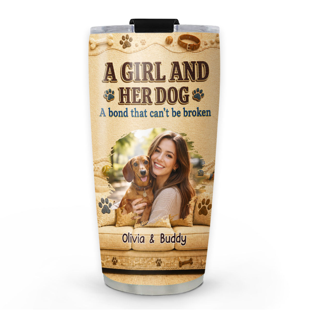 Custom Photo Christmas Birthday Gifts For Dog Mom, Dog Lovers • Snuggly Girl And Her Lovely Dogs Photo - Personalized 3D Effect Tumbler