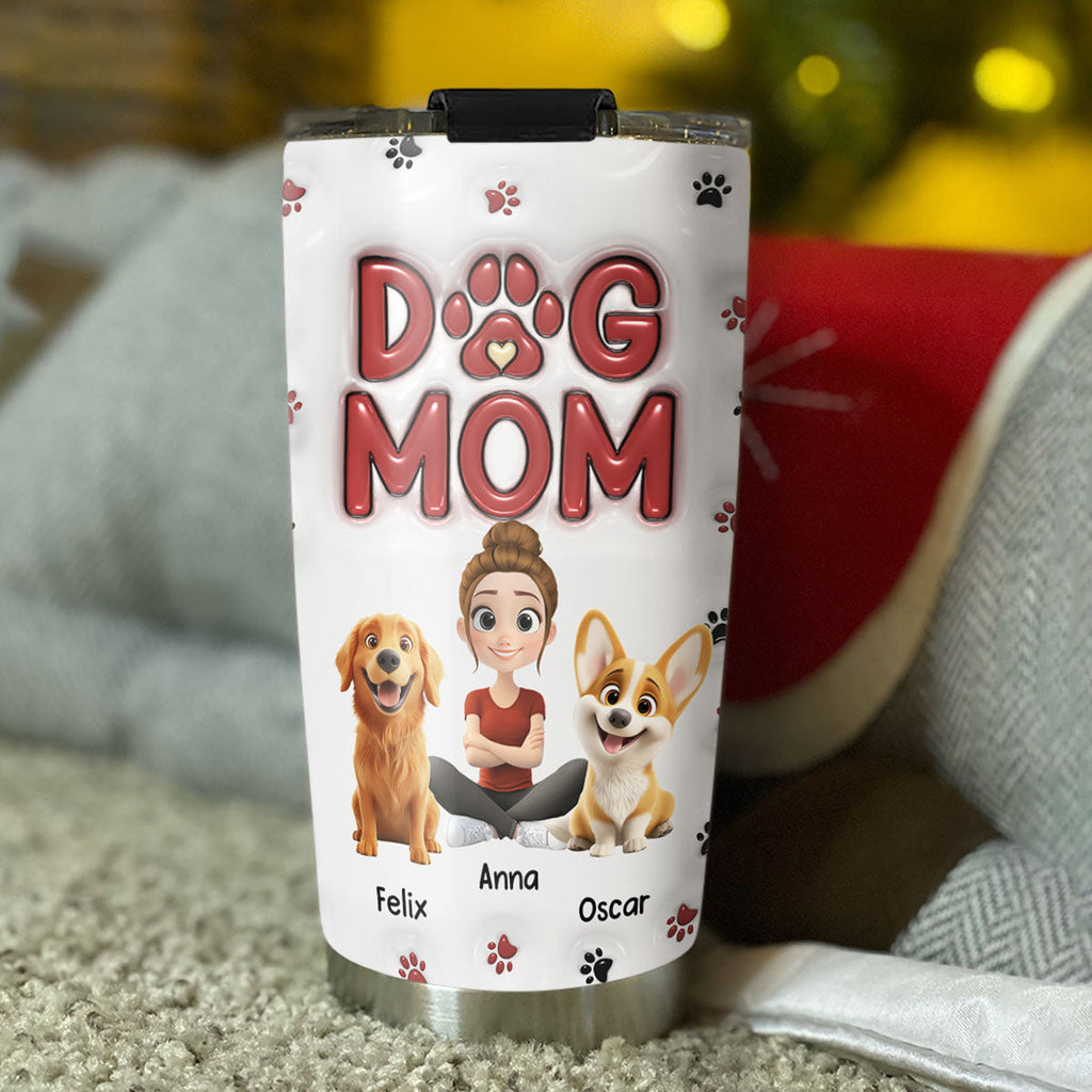 Custom Christmas Birthday Gifts For Pet Lovers • Lovely Dog Mom New Style - Personalized 3D Inflated Effect Tumbler