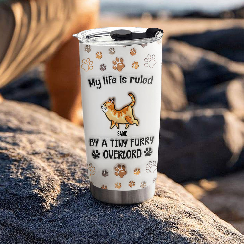 Custom Mother's day Birthday Gifts For Cat Mom, Cat Lovers • Your Overlords - Personalized 3D Inflated Effect Tumbler