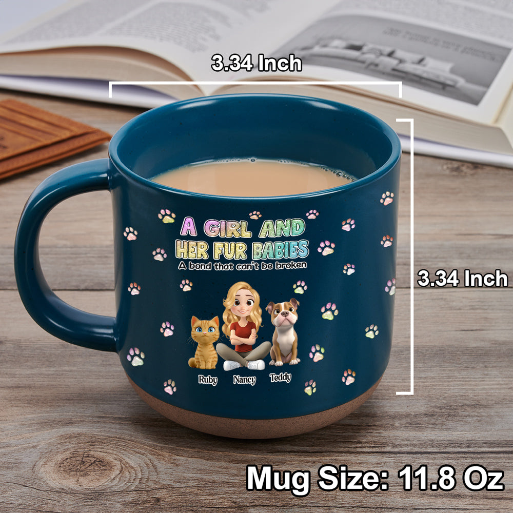 Custom Christmas Birthday Gifts For Pet Mom, Pet Lovers • A Girl And Her Fur Babies - Personalized Pottery Mug