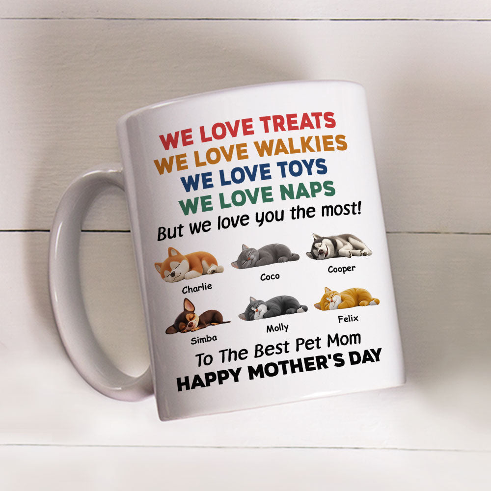 Custom Mother's Father's day Birthday Gifts For Cat Lovers • Love You The Most Pet Version 2 - Personalized Coffee Mug