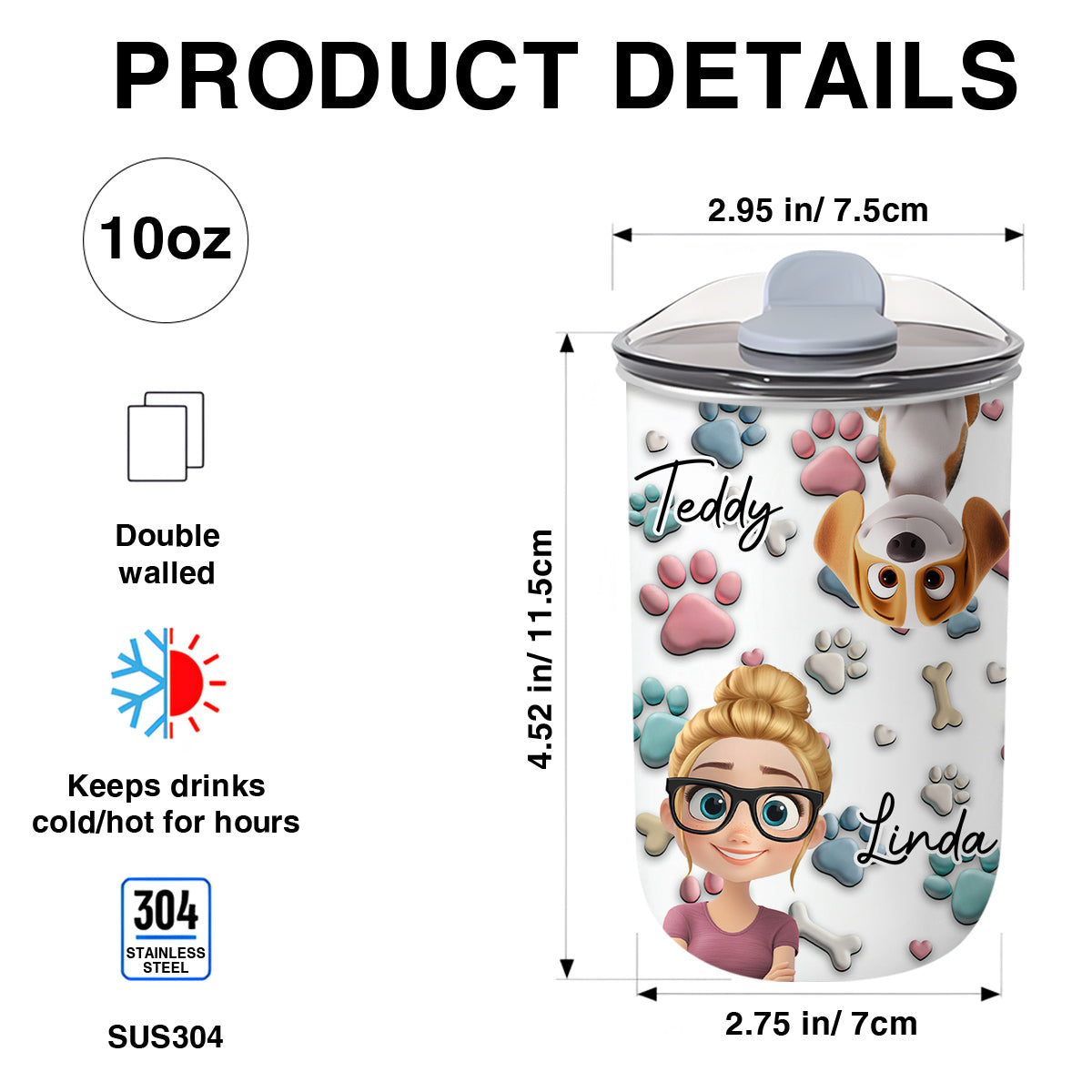 Custom Christmas Birthday Gifts For Dog Lovers • Dog And Human Cartoon - Personalized 10oz Tumbler