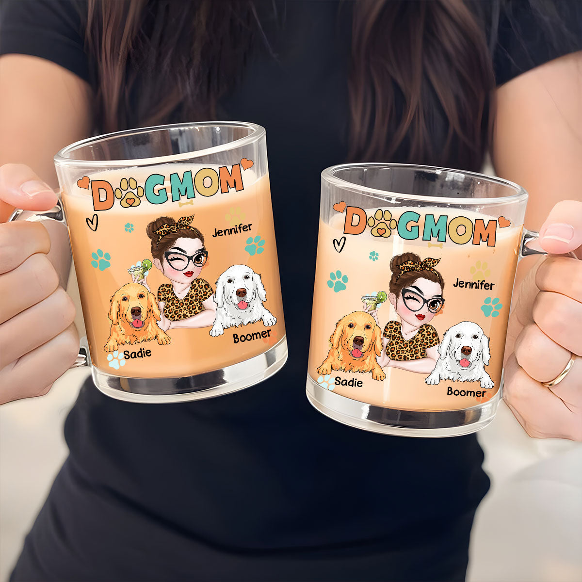 Custom Mother's day Birthday Gifts For Dog Mom, Dog Lovers • Lovely Mom Of The Dog - Personalized Glass Mug