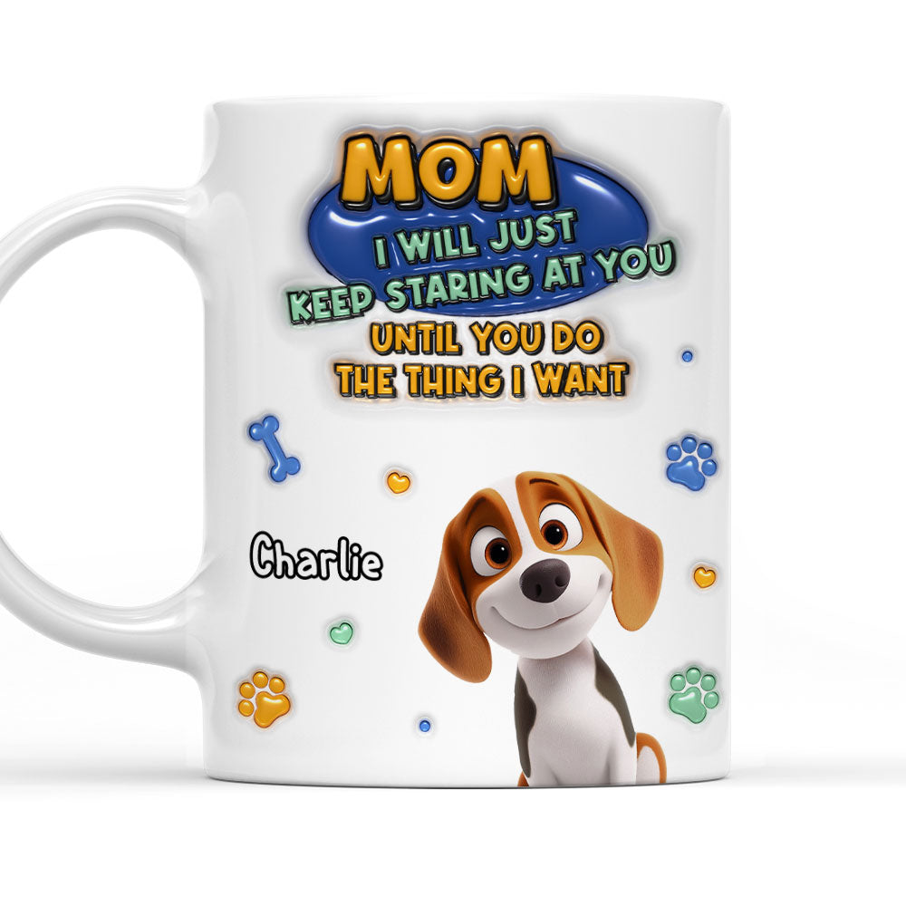 Custom Mother's Father's day Birthday Gifts For Dog Lovers • Staring At You - Personalized 3D Inflated Effect Mug